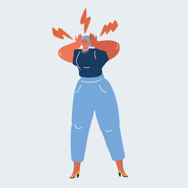 Vector illustration of woman with headache