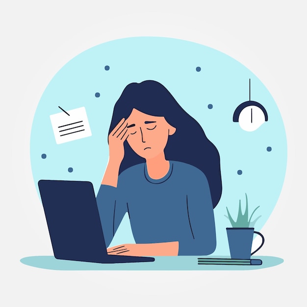 vector illustration woman with headache