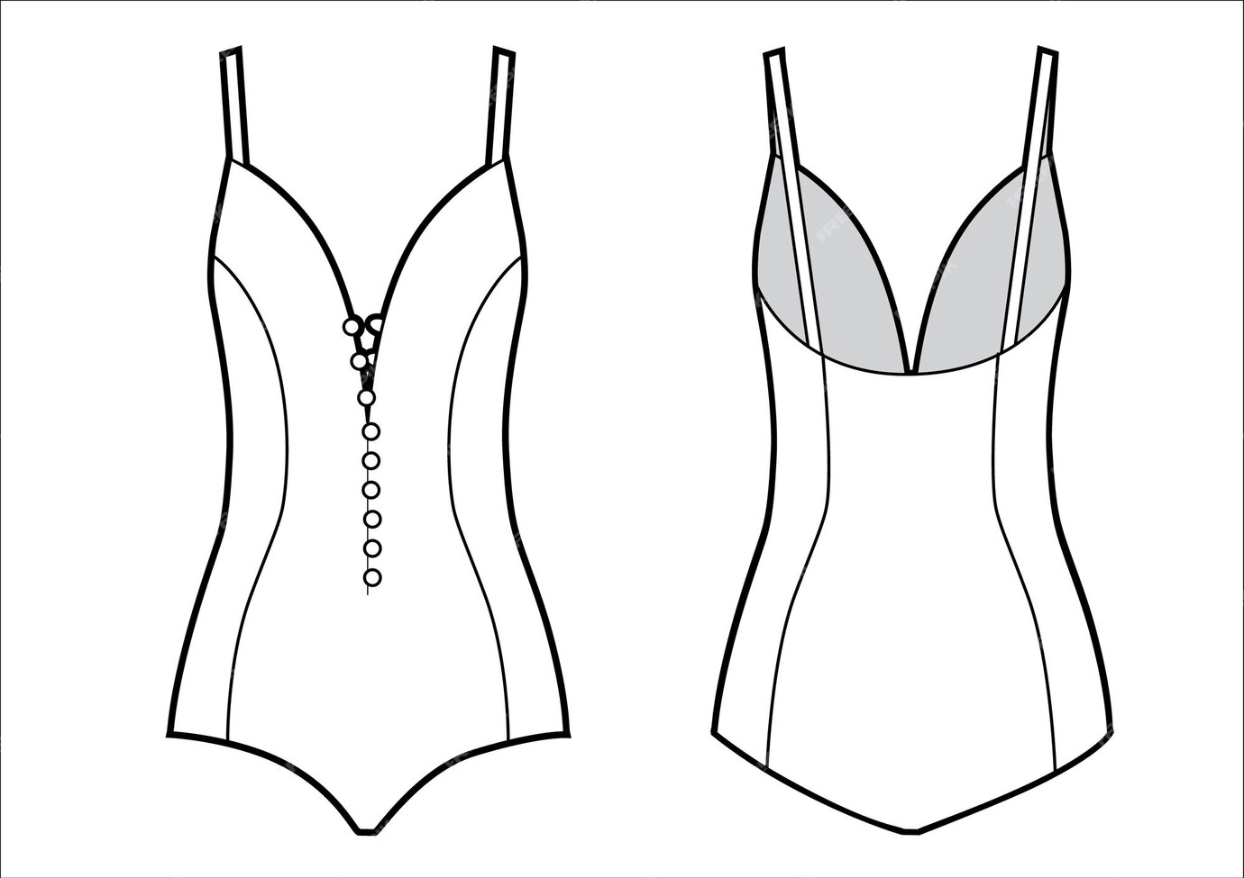 Premium Vector | Vector illustration of women's onepiece swimsuit