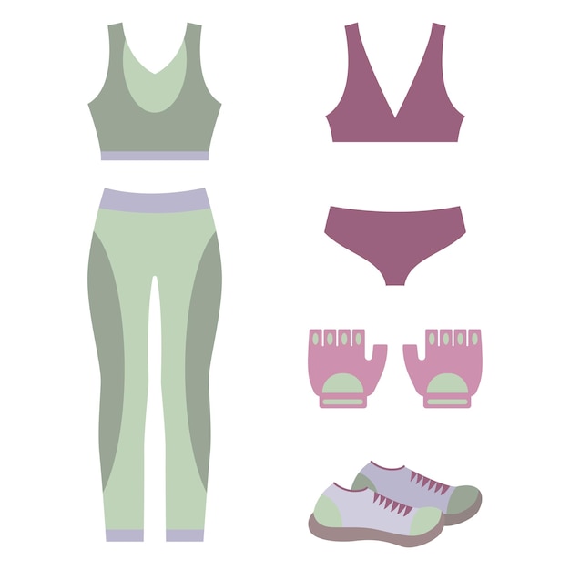Vector illustration women's sportswear set