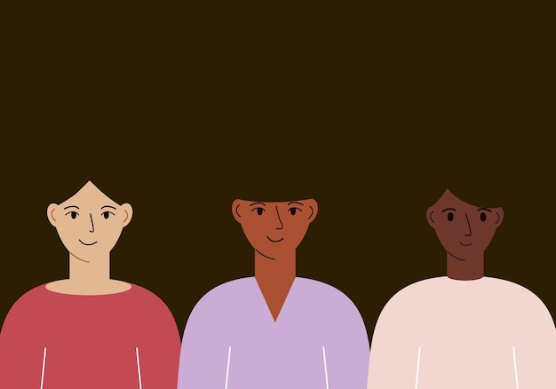 Vettore illustrazione vettoriale di donne con diverso colore della pelle
