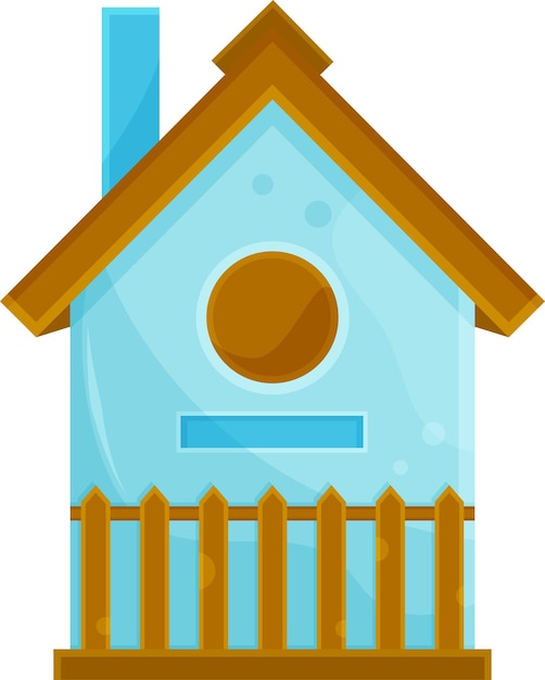 Vector illustration wooden birdhouse a hut with a fence small wooden house coloring book doodle and sketch