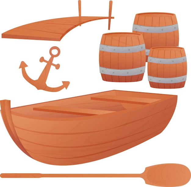 vector illustration wooden boat