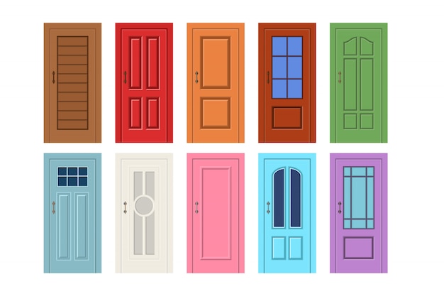 Vector vector illustration of a wooden door