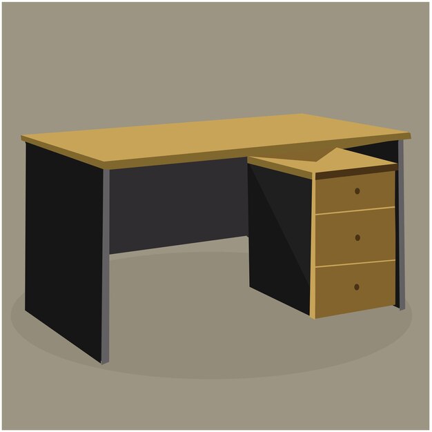 Vector illustration of wooden office desk