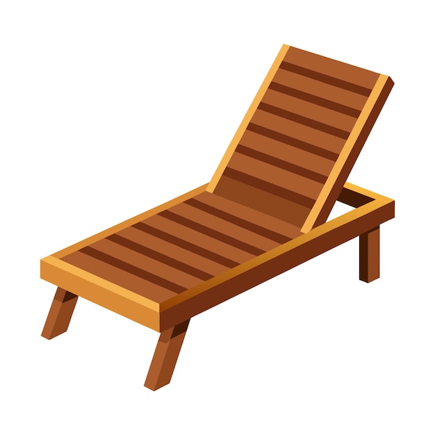 Vector of illustration wooden Teak Lounge Chair on white