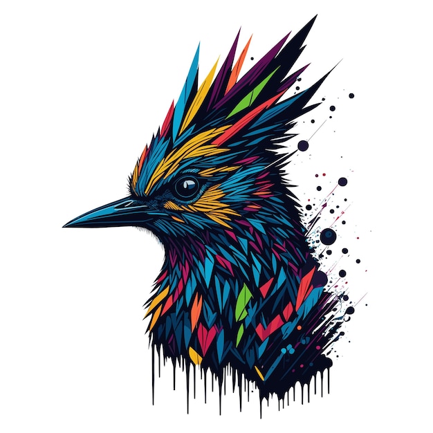 Vector illustration in Woodpecker head with creative colorful abstract elements on white