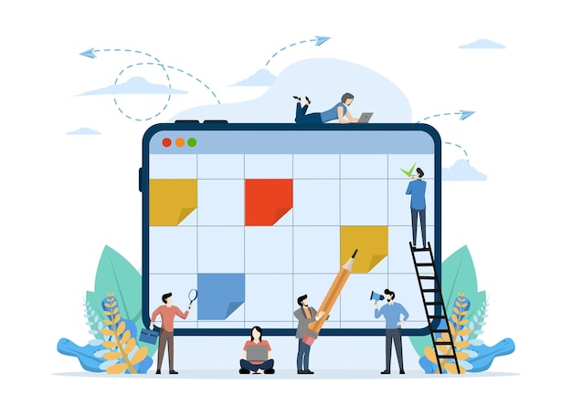 векторная иллюстрация планирования графика работы или распорядка дня