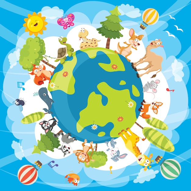 Vector illustration of world animals