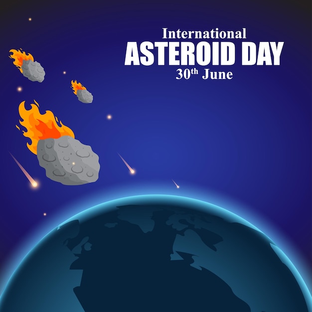 Vector illustration of World Asteroid Day social media feed template