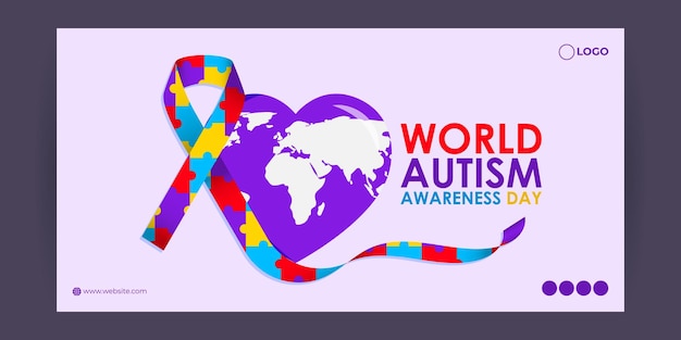 세계 자폐증 인식 날 소셜 미디어 피드 템플릿의 터 일러스트레이션