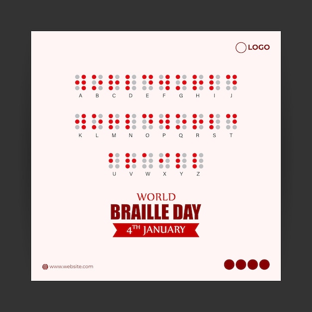 Vector vector illustration of world braille day social media feed template