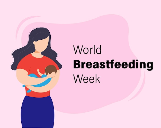Vettore illustrazione vettoriale per la settimana mondiale dell'allattamento al seno