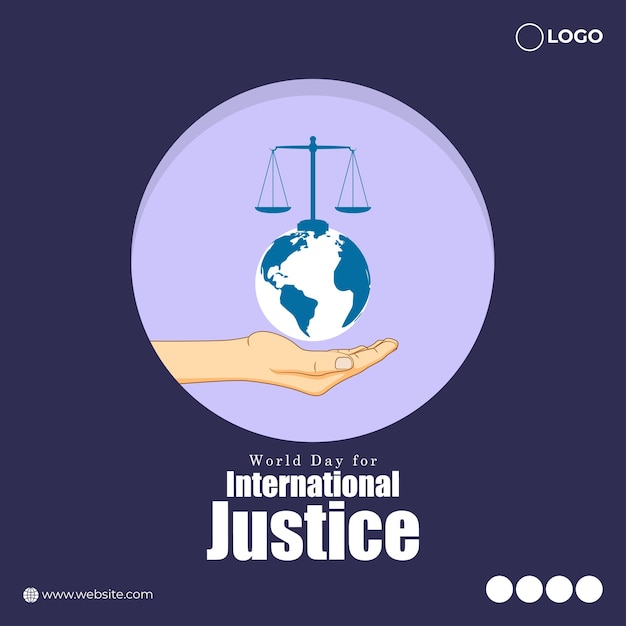 国際正義の世界デーのソーシャル メディア ストーリー フィード テンプレートのベクトル イラスト