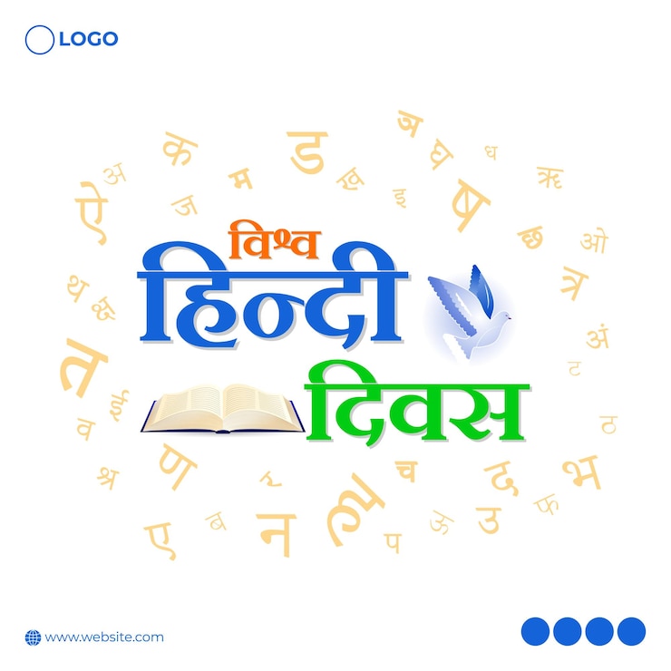 वेक्टर vector illustration of world hindi day social media feed template