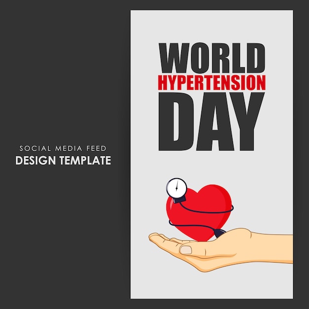 Vector illustration of world hypertension day social media story feed mockup template