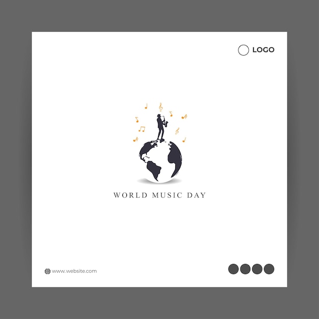 Vector illustration of World Music Day social media feed story mockup template