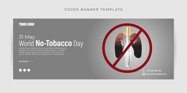 Vector illustration of World No Tobacco Day Facebook cover banner mockup Template