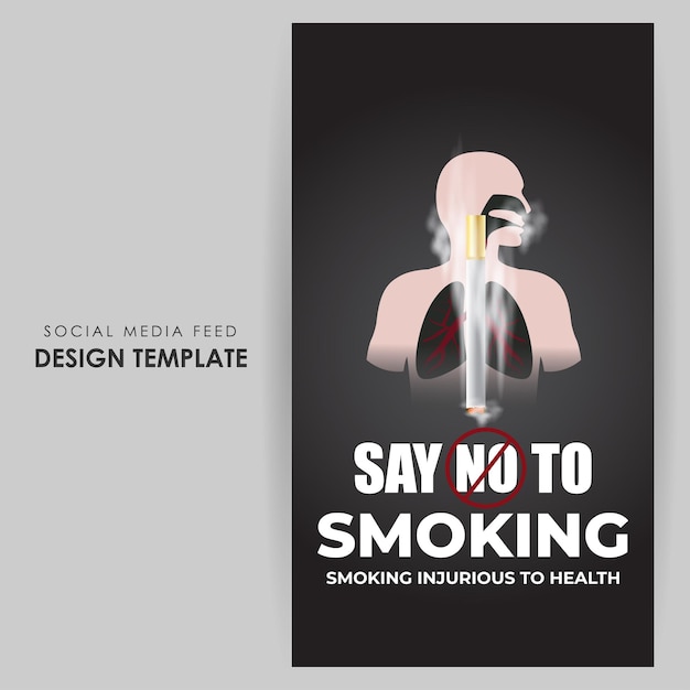 Vector illustration of World No Tobacco Day social media story feed mockup template