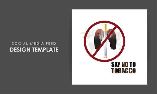 Vector illustration of World No Tobacco Day social media story feed mockup template