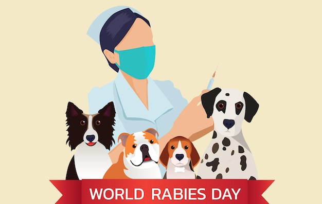 Vector vector illustration of world rabies day concept observed on september 28th