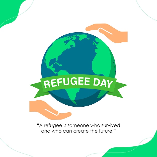 Vector illustration of World Refugee Day 20 June social media feed story mockup template