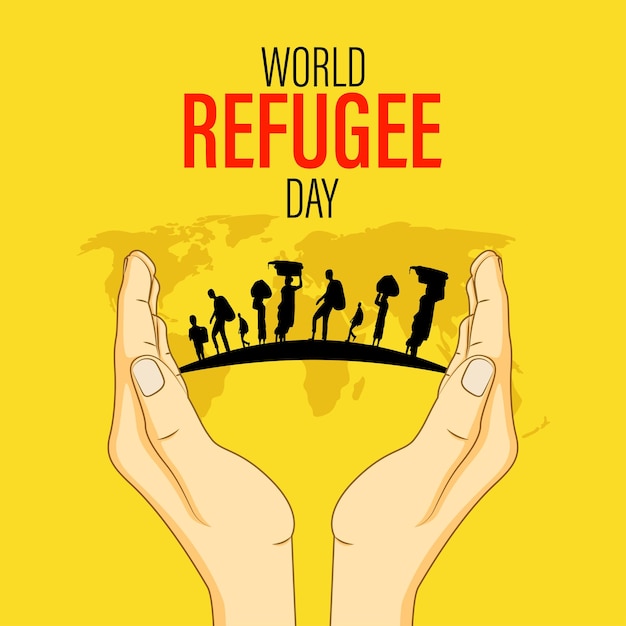 Vector illustration of World Refugee Day 20 June social media feed story mockup template