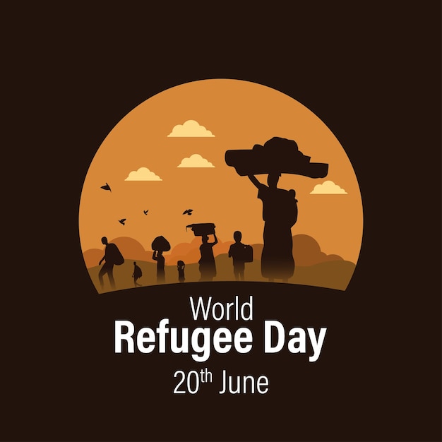 Vector illustration of World Refugee Day 20 June social media feed story mockup template