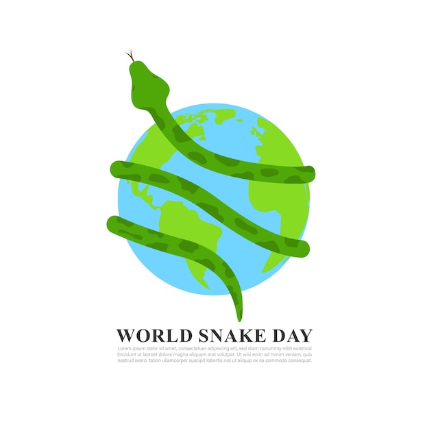 Vector illustration of World Snake Day 16 July social media story feed mockup template