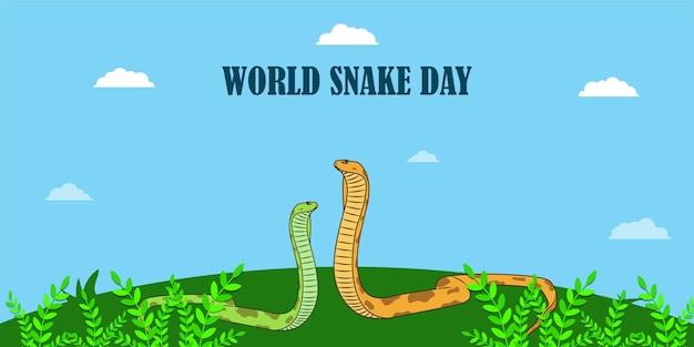 Vector illustration of world snake day 16 july social media story feed mockup template