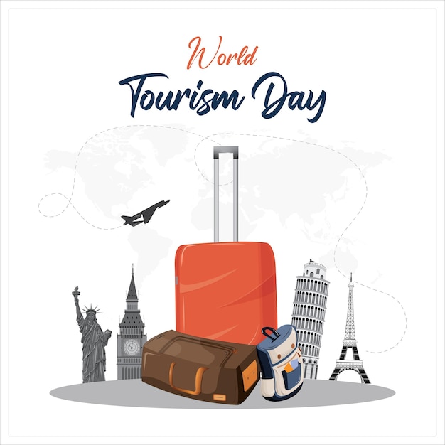 Vector Illustration of world tourism day Travel suitcase concept