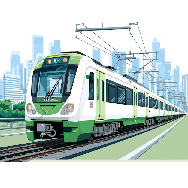 Vector vector illustration of the yamanote line running on the railroad track