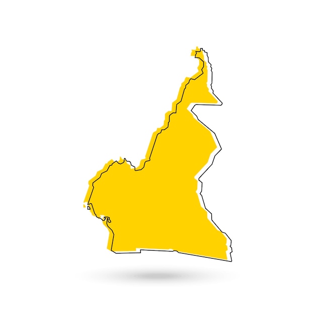 Illustrazione vettoriale della mappa gialla del camerun su sfondo bianco
