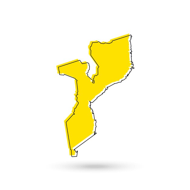 白い背景の上のモザンビークの黄色い地図のベクトル図