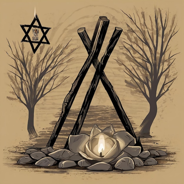 Vector vector illustration of yom hashoah