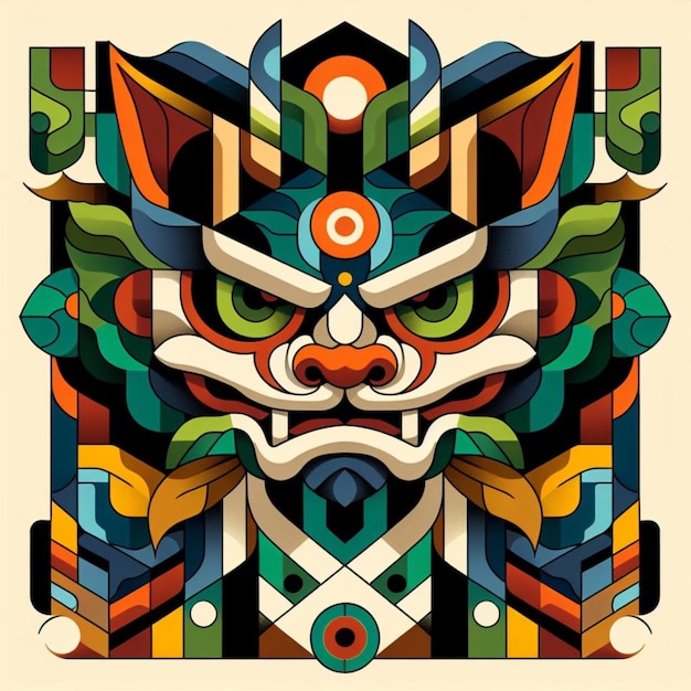 Vector vector illustration yookai illustration with cubist style