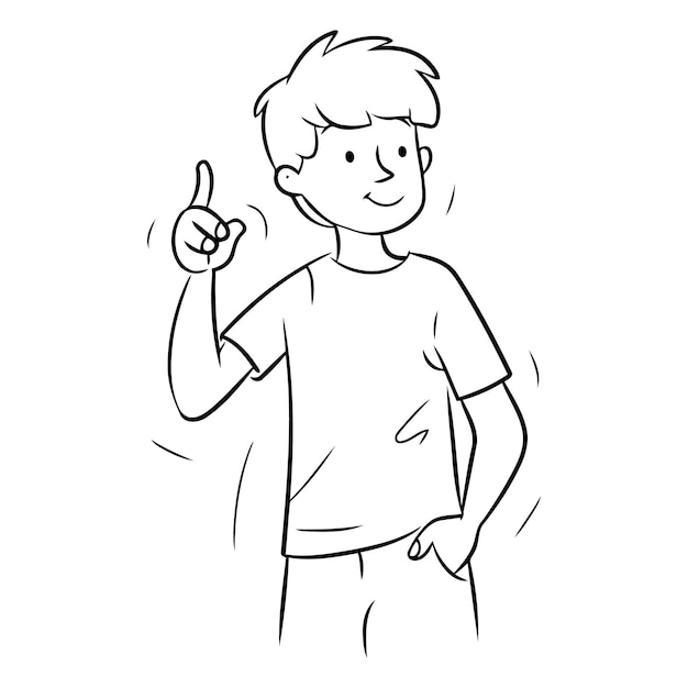 Vector vector illustration of a young man showing thumbs up cartoon style