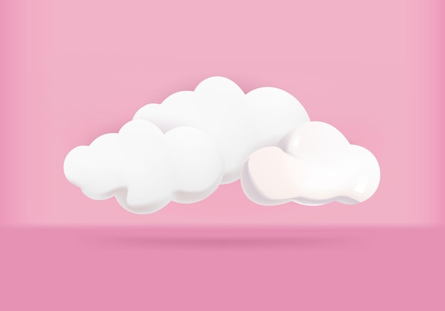 vector illustrations of 3d clouds with pink background