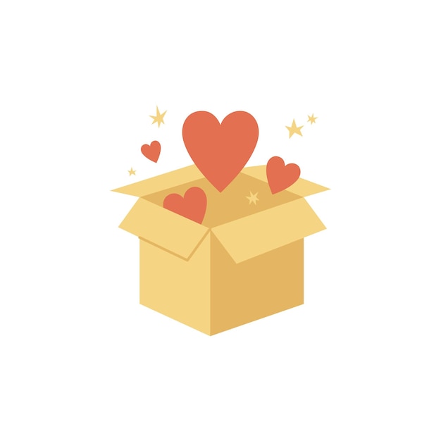 Vector Illustrations donation box with hearts Concept of charity