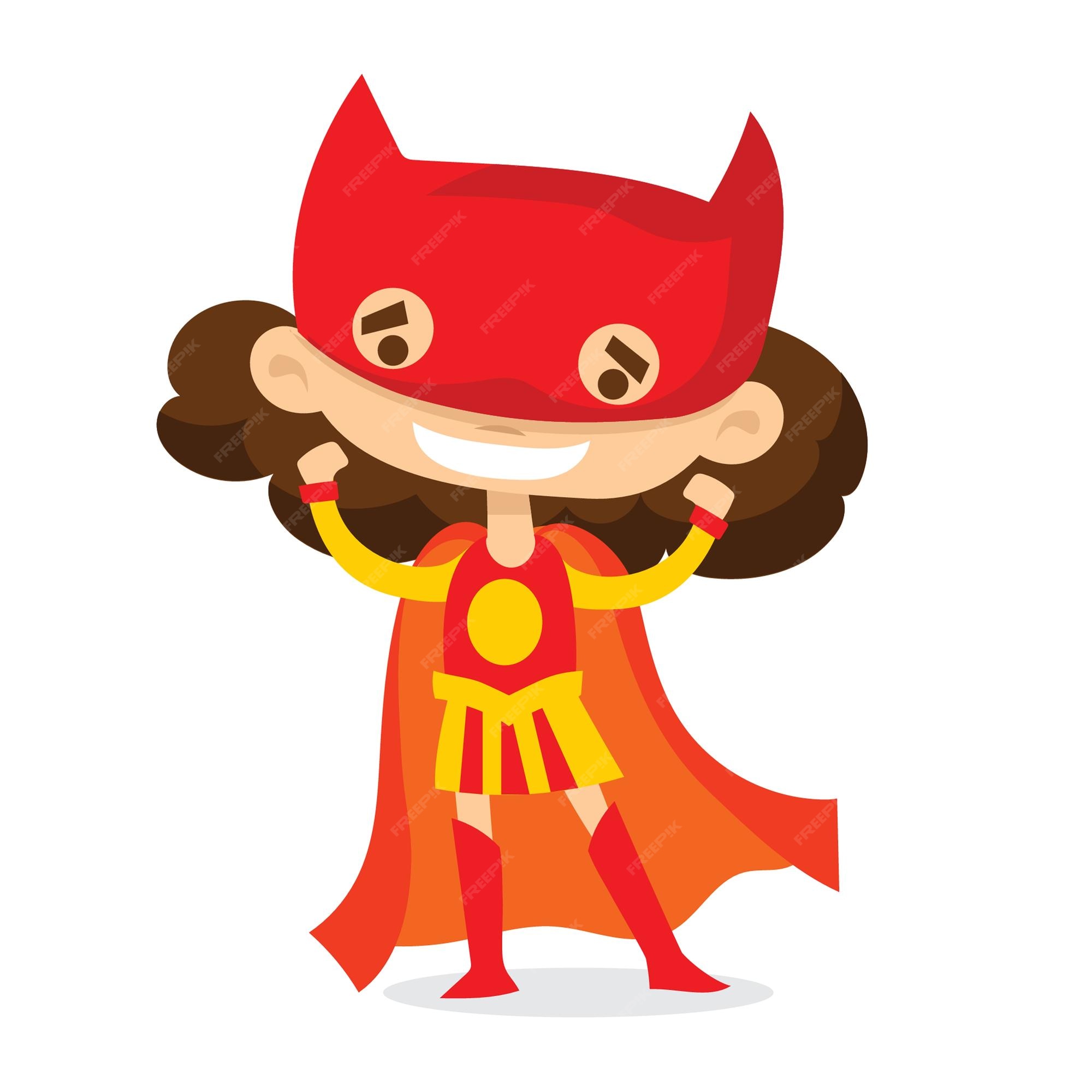 Premium Vector | Vector illustrations in flat design of girl superhero in funny comics costume Premium Vector | Vector illustrations in flat design of girl superhero in funny comics costume