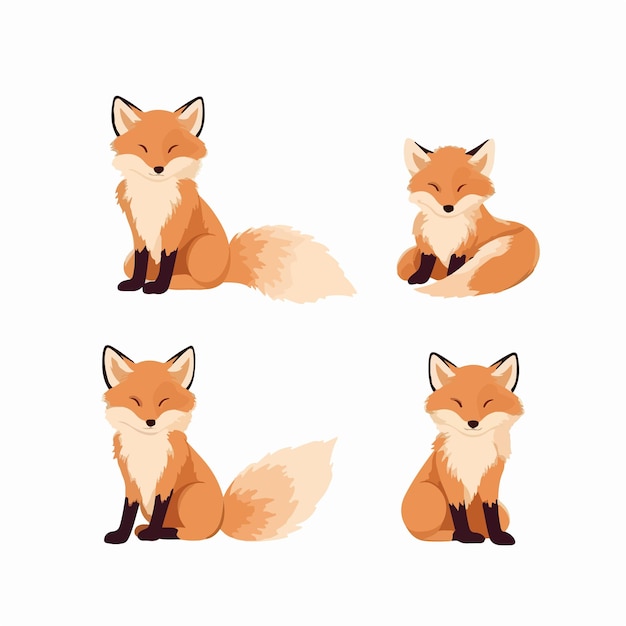 Vector illustrations of foxes featuring a range of expressive postures