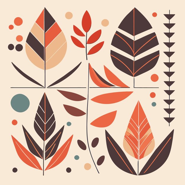 Vector illustrations of linear flora