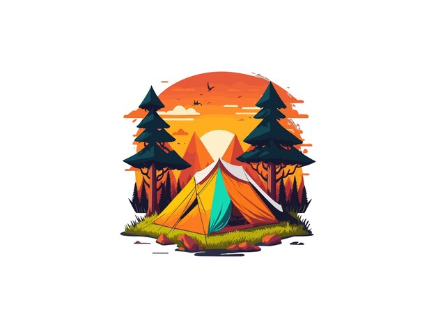 Vector vector illustrations of nature natural landscape mountains trees camping travel adventure