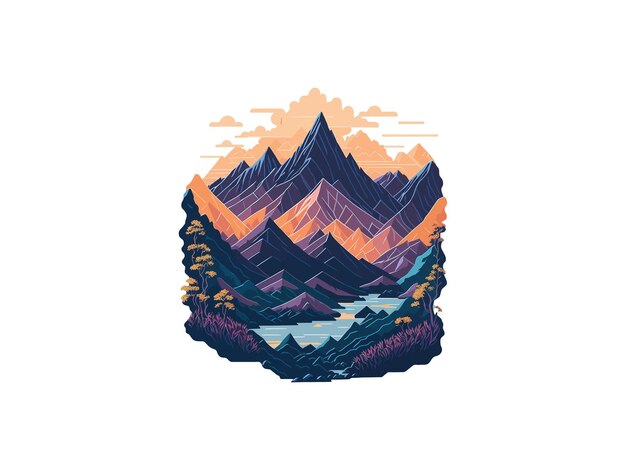 Vector vector illustrations of nature natural landscape mountains trees camping travel adventure