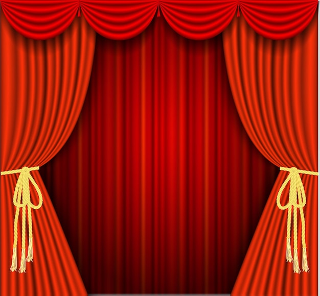 Vector illustrations of a Theater stage with red