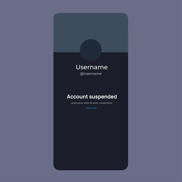 Visualizzazione della notifica di sospensione dell'account vector illustrator