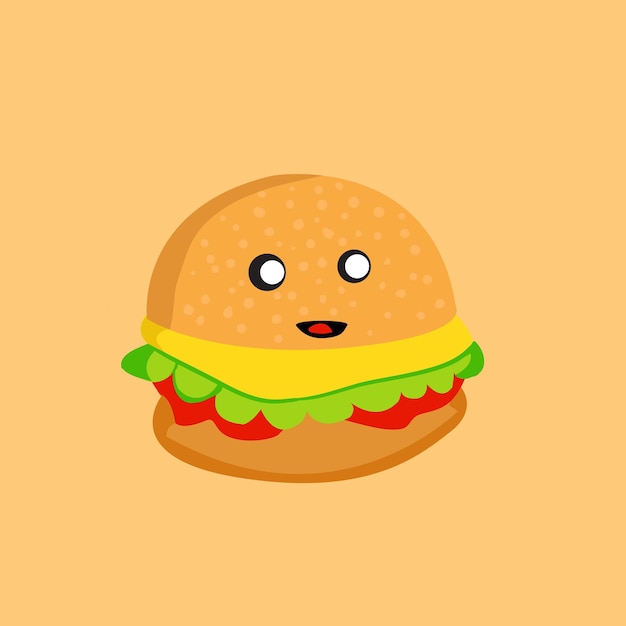Векторная иллюстрация каваи-персонажа гамбургера