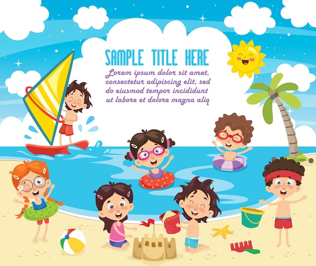 Vector ilustration of summer children