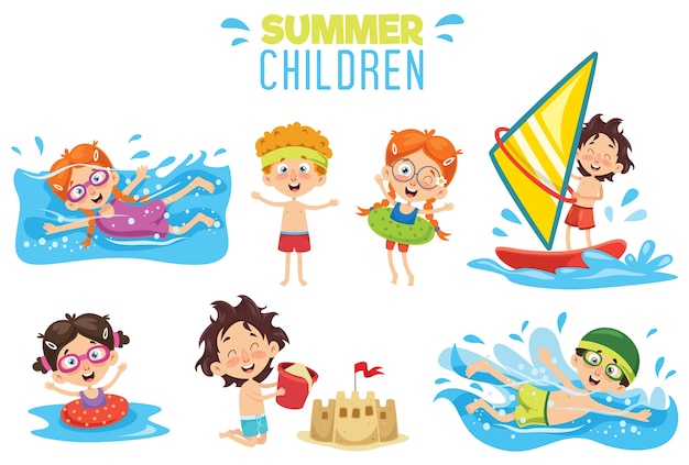 Vector vector ilustration van kinderen van de zomer