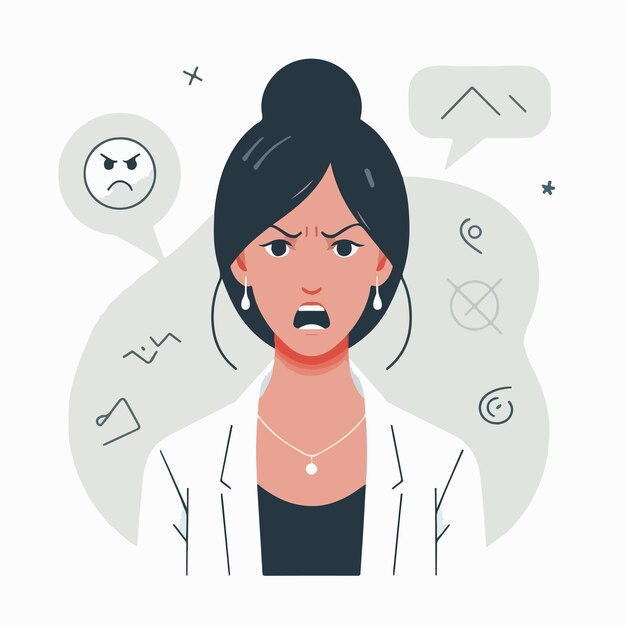 Vector vector image of an angry womans expression